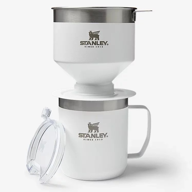 【美國STANLEY】經典系列 不鏽鋼咖啡馬克杯+手沖濾壺-簡約白 (組)《屋外生活》戶外 露營 野營