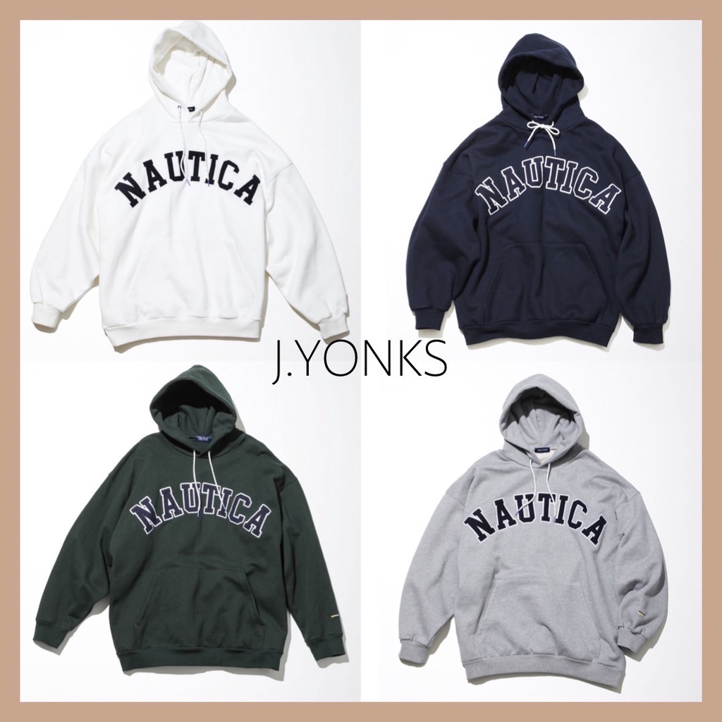 【J.YONKS】|預購| NAUTICA Arch Logo 帽t 刺繡 長袖 重磅 長谷川昭雄 海軍藍 灰 綠 白