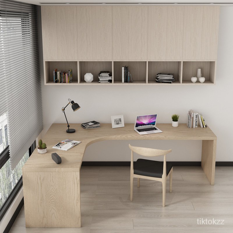 劍豪家居城L型實木書桌靠牆全實木拐角電腦辦公桌牆角轉角寫字桌子簡約現代