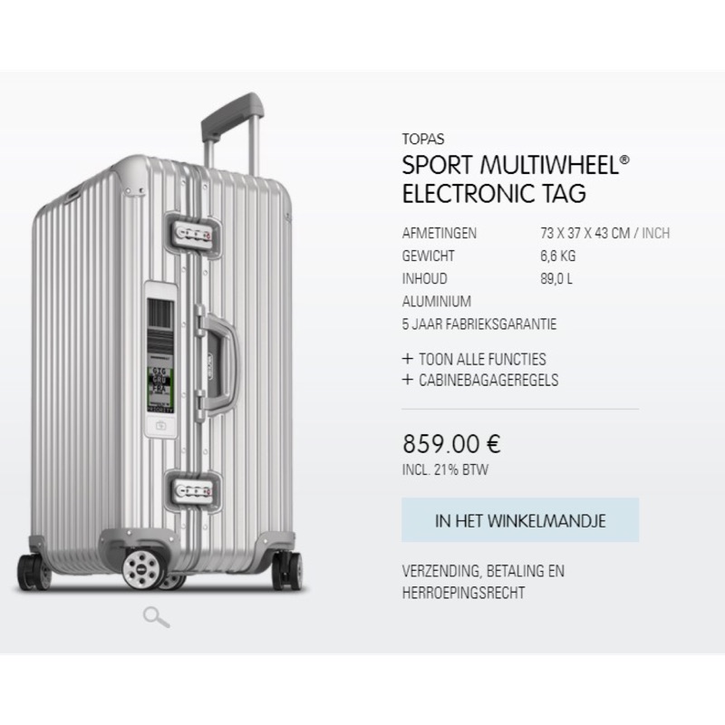 🌺歐美日代購✈️Rimowa topas sport e tag鋁鎂合金中型電子標籤運動行李箱923.75.00.5