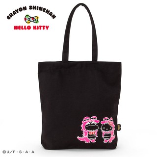 (現貨在臺)日本正品Sanrio三麗鷗 帆布包 單肩包 A4大容量 鱷魚 蠟筆小新 Hello kitty 凱蒂貓 黑色