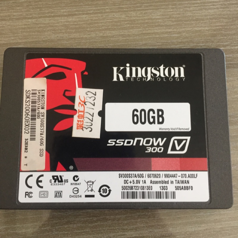 Kingston 60G SSD 硬碟 2.5吋