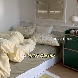 「COZY HOME」碎花素色床包組 水洗棉被套枕頭套床包四件組 單人雙人/加大床包組 2022ins博主純棉床包床單組