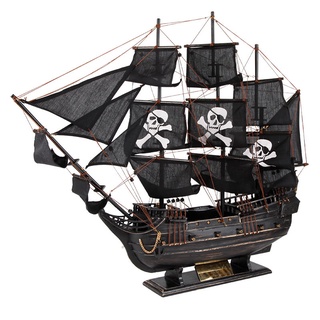 【Cute蒂朵咔*】加勒比海盜船模型黑珍珠號帆船擺件復古實木手工木船一帆風順禮
