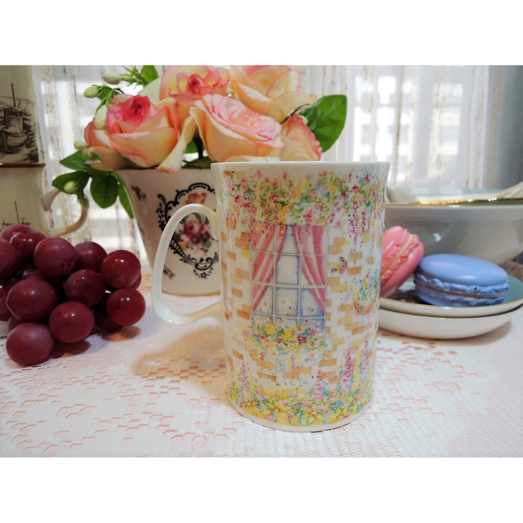 紫丁香歐陸古物雜貨♥英國 Dunoon 祕密花園粉紅細骨瓷馬克杯