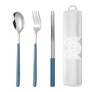 304不鏽鋼餐具套裝 便攜式 湯匙叉筷子三件式 可重複使用 不鏽鋼湯匙