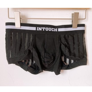 AK推酷 INTOUCH M碼網購酷黑 全新未拆牌 運動透感條紋U凸短四角男內褲