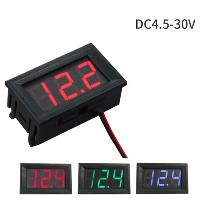 數字電壓表 DC 4.5V 〜 30V 數字電壓表電壓面板儀表紅色 / 藍色 / 綠色表示 6V 12V 電動摩托車車