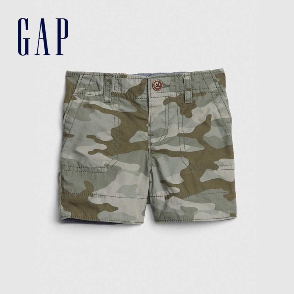 Gap 嬰兒裝 舒適迷彩工裝短褲-復古棕櫚色(442265)