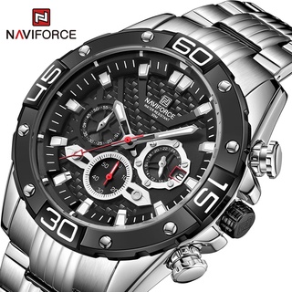 Naviforce 男士手錶豪華運動計時石英腕錶不銹鋼防水手錶男士 8019