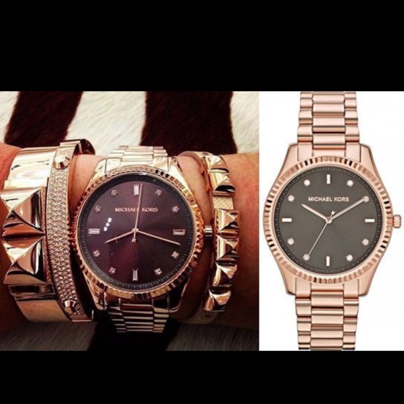Michael Kors  MK3227 玫瑰金*咖啡色 水鑽時刻 薄型  經典手錶 美國正品 原價5000元