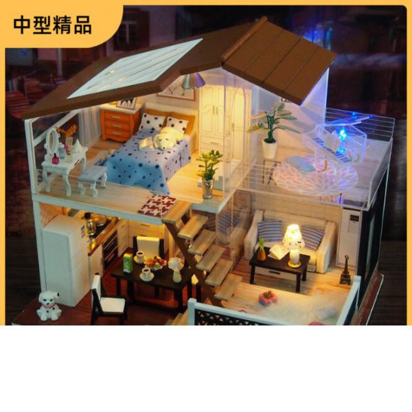 【組裝模型直銷】DIY小木屋微型迷你房間成品現貨組裝房子玩具模型娃娃屋一米陽光 b5Fq