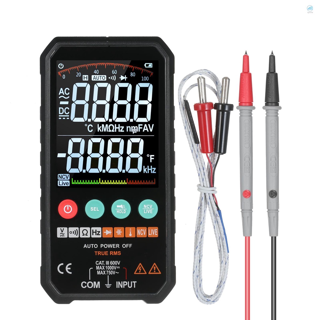 Mastfuyi 超薄數字萬用表高精度智能全自動防燒萬能表便攜式可更換錶筆可測溫不帶電池發貨FY107C