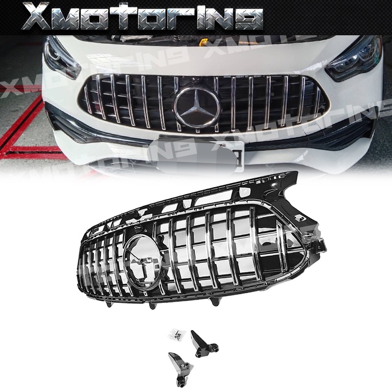 XM碳纖維精品 BENZ 2019+ 大改款 第二代GLA H247 GT 水箱罩 AMG車型專用 電鍍銀 全亮黑