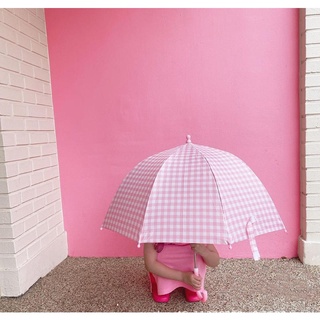 (台灣現貨）ins韓國復古格子兒童雨傘 寶寶可愛街拍小清新雨傘