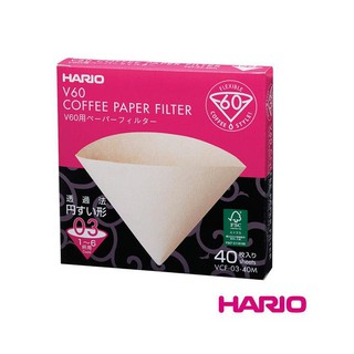 ~湘豆咖啡~附發票 HARIO VCF-03-40M 無漂白 咖啡濾紙 錐形濾紙 4-7杯用 40枚/盒