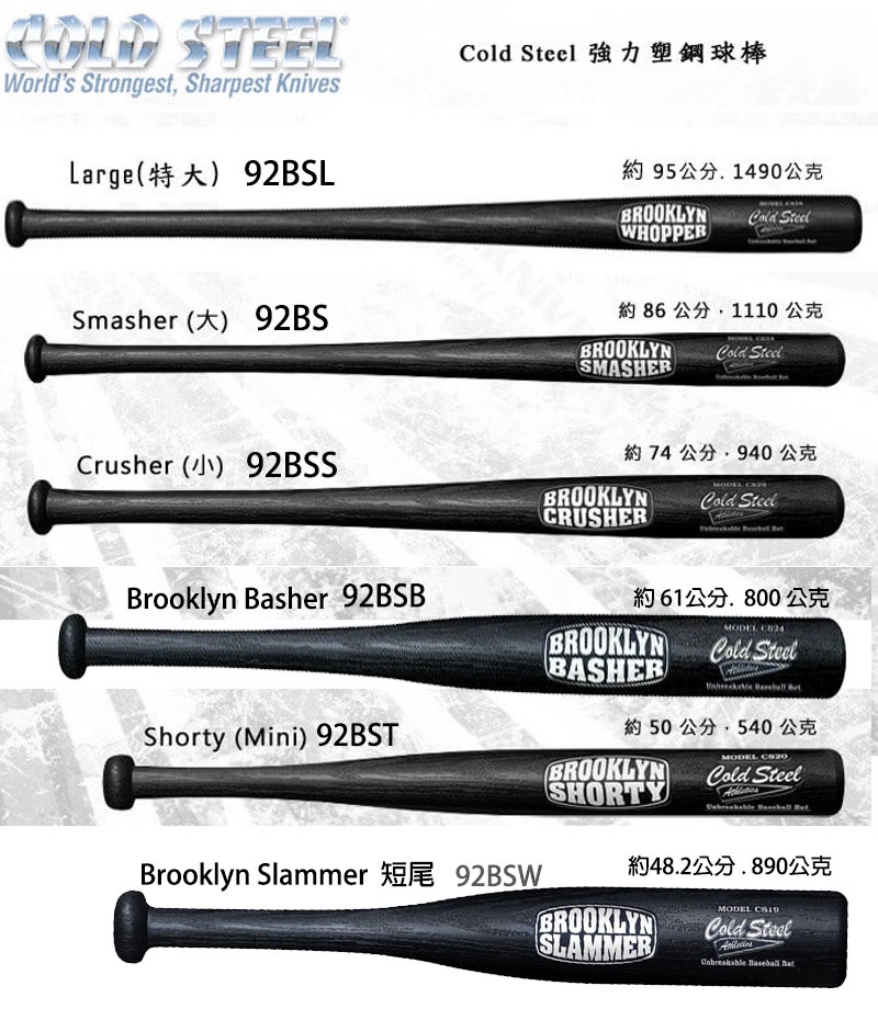 Mazza Brooklyn Slammer Cold Steel - Polipropilene Resistente, 483mm, Nero - Foto 13