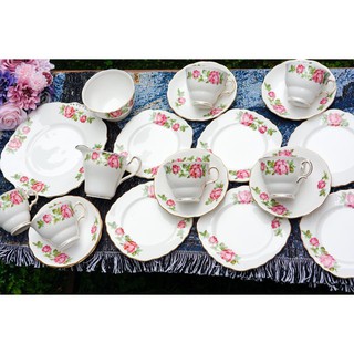 【旭鑫】Colclough 柔和的粉玫瑰 英國 骨瓷 瓷器 下午茶組 茶杯 咖啡杯 糖碗 牛奶壺 D.23