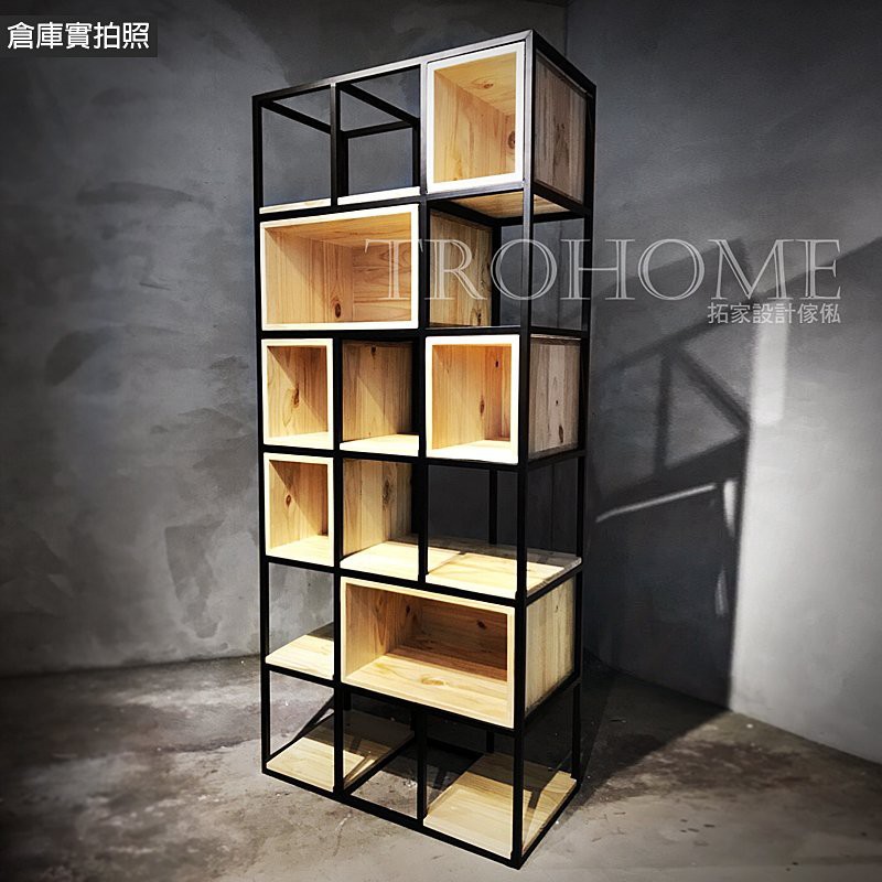 拓家設計家具 可訂製鐵架木箱屏風櫃 Loft復古層架置物架櫃檯實木多層收納櫃展示櫃 民宿咖啡店雜誌櫃隔屏隔間
