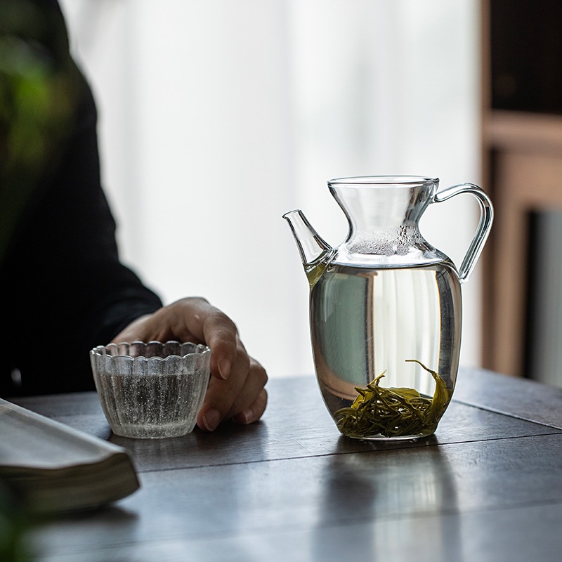 大岸堂陶瓷耐熱玻璃執壺茶壺家用大號公道杯分茶器綠茶泡茶壺帶過濾沖茶水壺