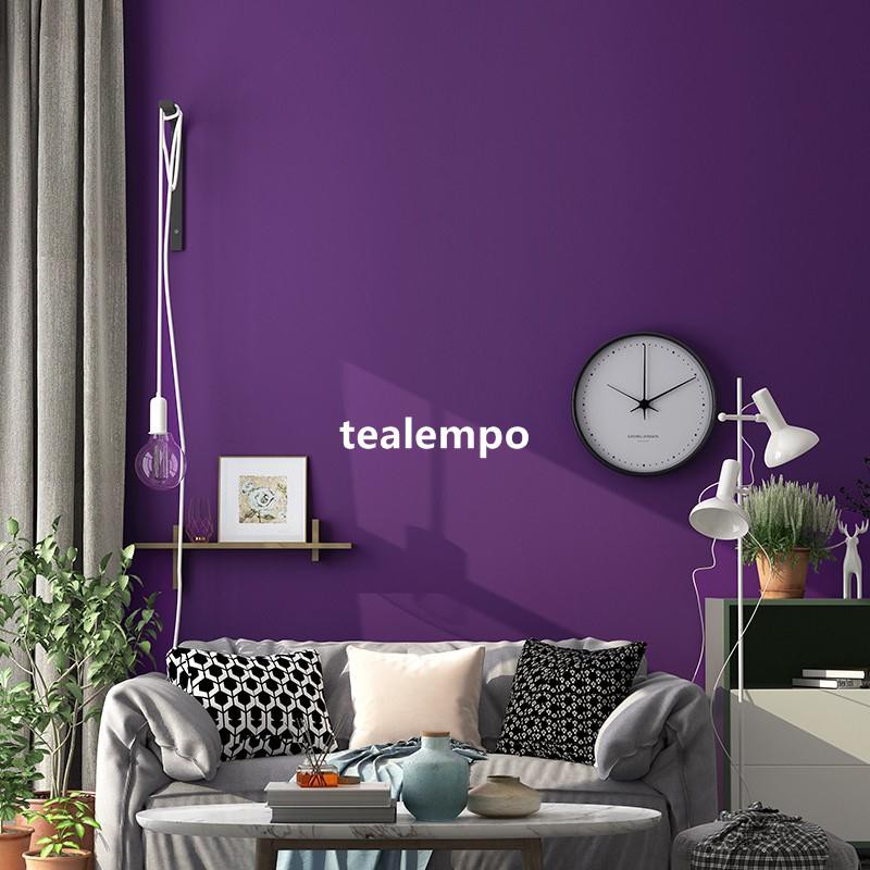Tealempo 紫色墻紙臥室浪漫紫客廳現代簡約純色素色防水無紡布電視背景壁紙壁纸墙纸壁贴墙贴居家翻新 蝦皮購物