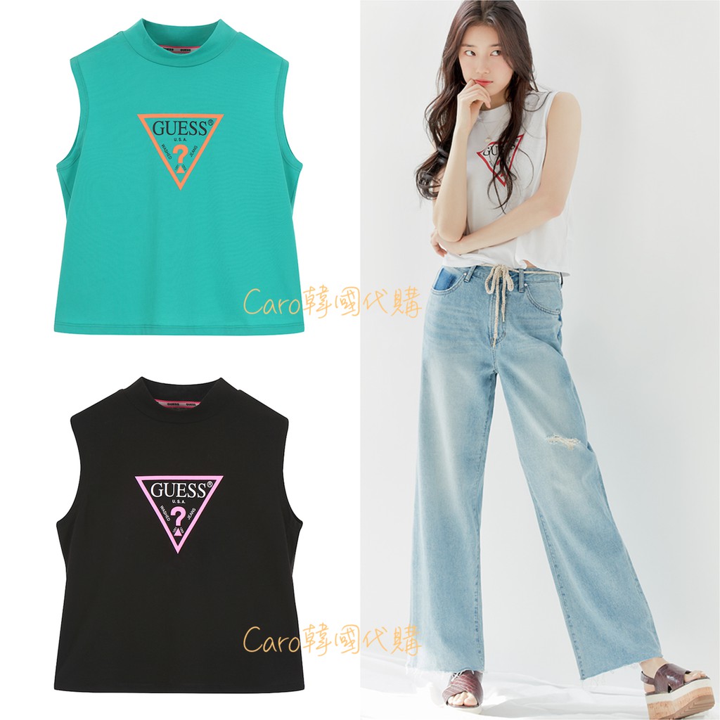 新品特價 Caro韓國代購 秀智著用guess Logo無袖背心上衣短袖t恤短t 蝦皮購物