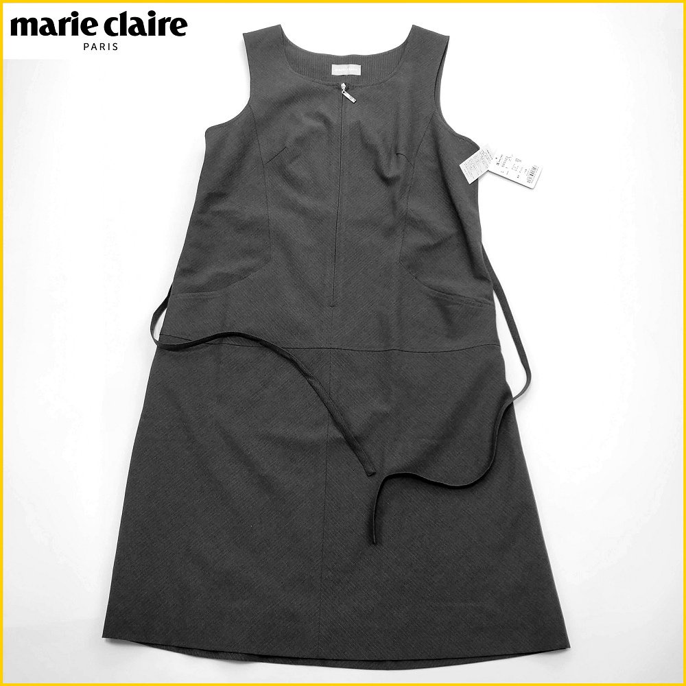 美麗佳人 marie claire 日本製 新品 女M號 彈性 無袖洋裝 前拉鍊 雙口袋連身裙 法國品牌 A3226M