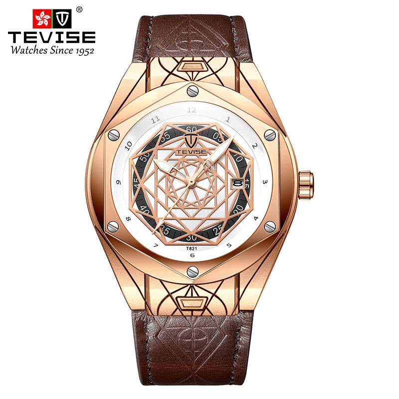 【潮裡潮氣】2021 TEVISE特威斯手錶男士手錶夜光防水石英手錶 T821S