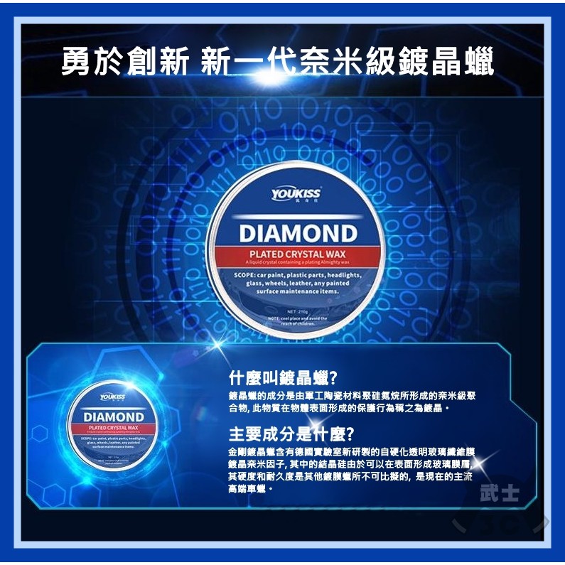 武士3c 現貨正品買1送2 優奇仕youkiss 金剛鍍晶蠟奈米級皮革蠟金剛養護蠟固體防護蠟0g 蝦皮購物