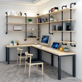 A02L型轉角實木書桌書架組合臥室角落雙人書櫃一體桌家用壁掛拐角桌#家用書桌 辦公桌 電腦桌 學習桌 書桌