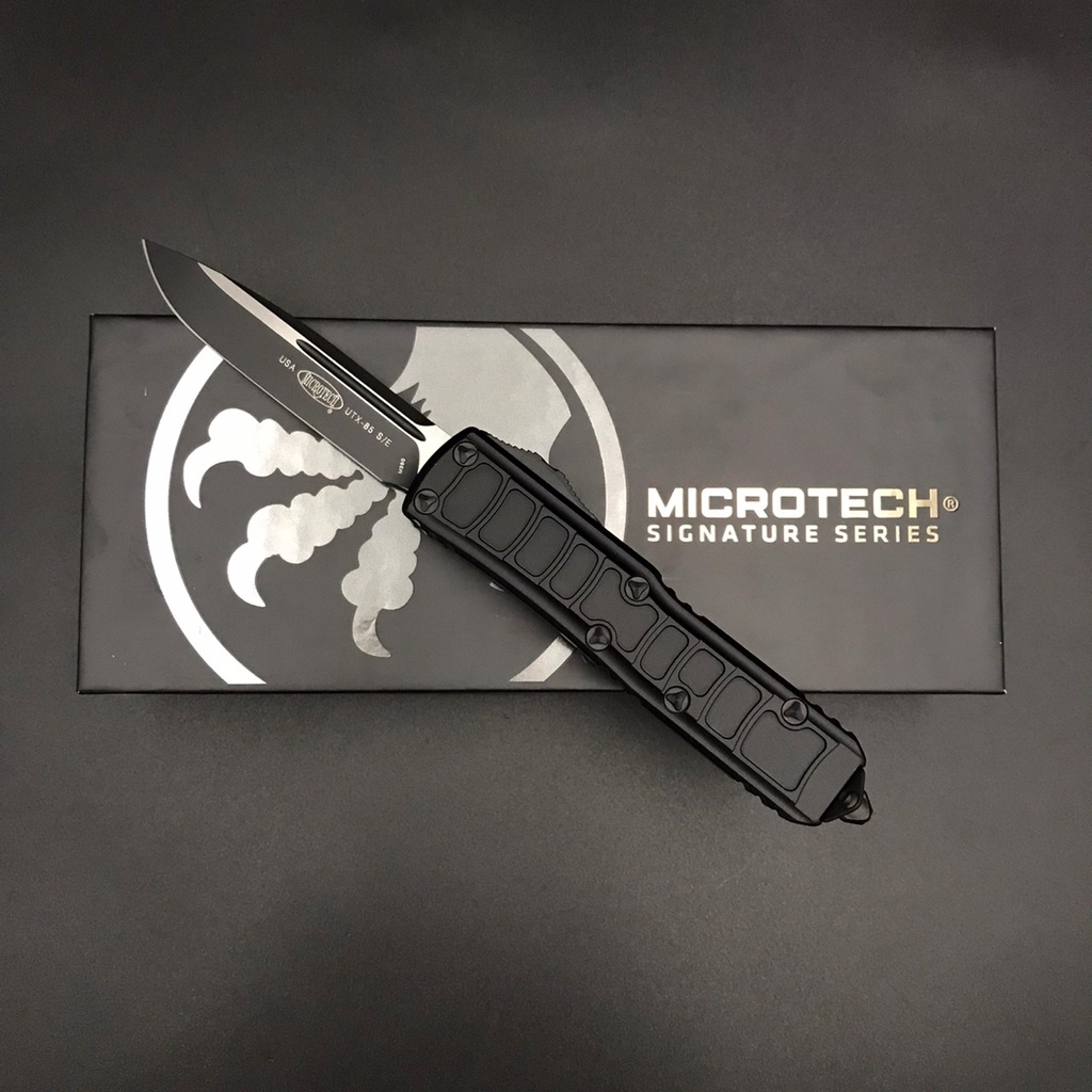 【瑞棋精品名刀】Microtech 231II-1TS UTX-85 II S/E黑防滑鋁柄平刃彈簧刀 $15450
