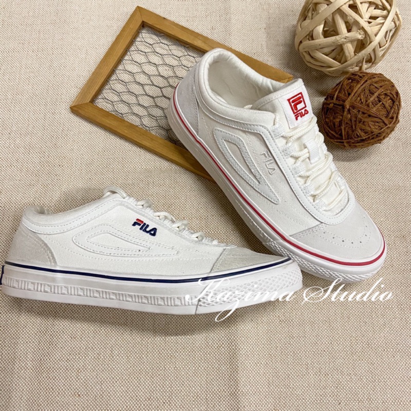 Kazima｜Fila Classic Boarder 休閒鞋 布鞋 帆布鞋 板鞋 黑線 紅線 米白 白色 小白鞋