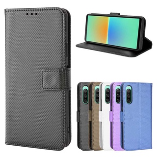 時尚鑽石翻蓋索尼 Sony Xperia 10 IV 錢包式保護殼 Xperia10 4 掛繩 PU 皮套卡槽