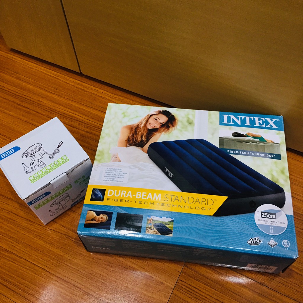 二手【INTEX】經典單人 (新款FIBER TECH) 充氣床墊  + 電動充氣機