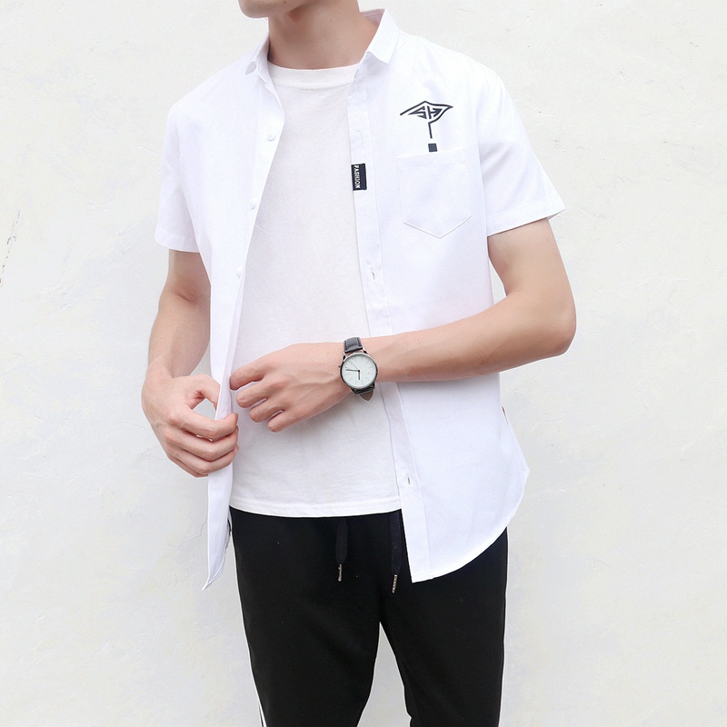 AOYAMA  韓系 合身版型 素面白色短袖襯衫【X50261-2】