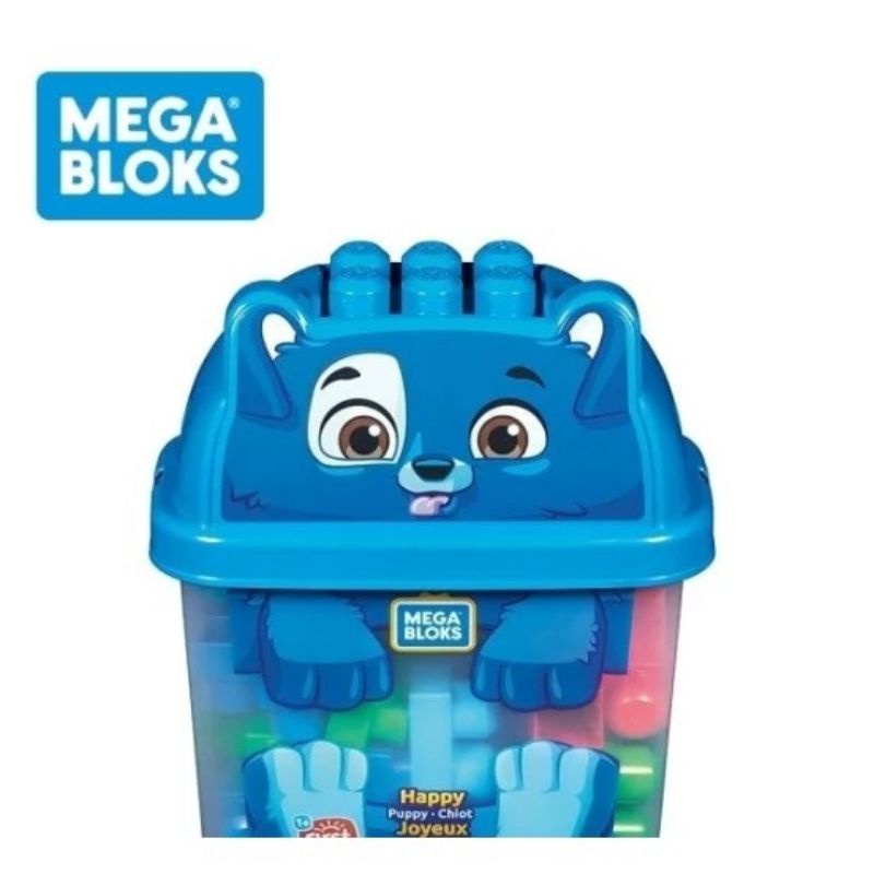 全新 玩具反斗城 可面交 出清 藍色款 MEGA BLOKS 費雪美高 動物造型大大積木桶 積木桌椅組