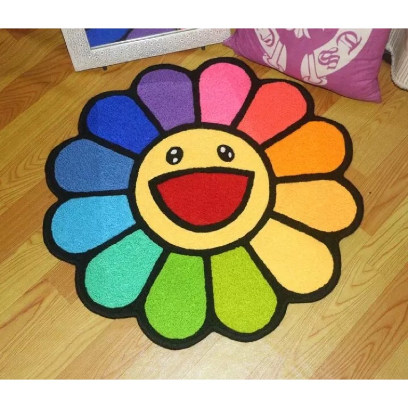 村上隆小花太陽花潮流權志龍gd 地毯地墊潮牌踏墊腳踏墊uniqlo 止滑墊gd同款 蝦皮購物