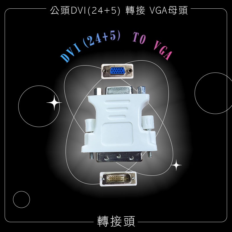 《數位客》DVI-I(24+5)轉VGA DVI-I轉接頭 螢幕線 顯示器線 電腦線材 VGA轉接頭 中和可面交