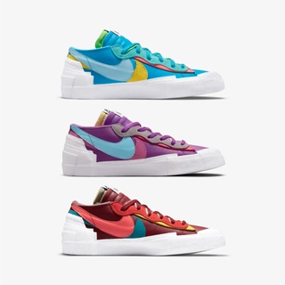KAWS x SACAI x NIKE BLAZER LOW 藍綠 紫 酒紅 聯名XX 解構 特殊鞋盒 低筒 男女鞋