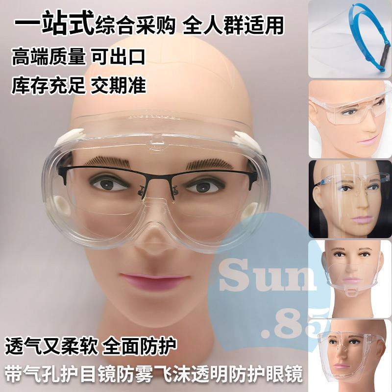 新款niceseem帶氣孔護目鏡防霧飛沫透明高透光鏡面耐刮花防護眼鏡