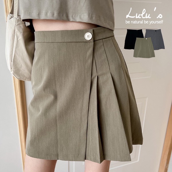 LULUS【A05220044】C側釦百褶短裙S-L３色220616