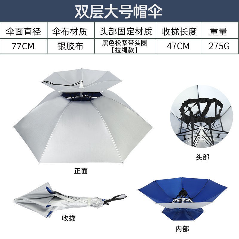 傘帽頭戴雨傘帽子釣魚頭戴太陽傘戶外環衛務農防曬斗笠傘大號折疊mr 蝦皮購物
