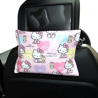 Hello Kitty車載紙巾盒Pu皮革卡通掛式車用紙巾盒 椅背纸巾盒 卡通纸巾包
