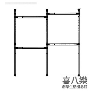 【全新福利品】頂天立地日式衣架 三立三橫桿三網籃 32mm加粗管徑(不鏽鋼衣架/晾衣架/曬衣架)