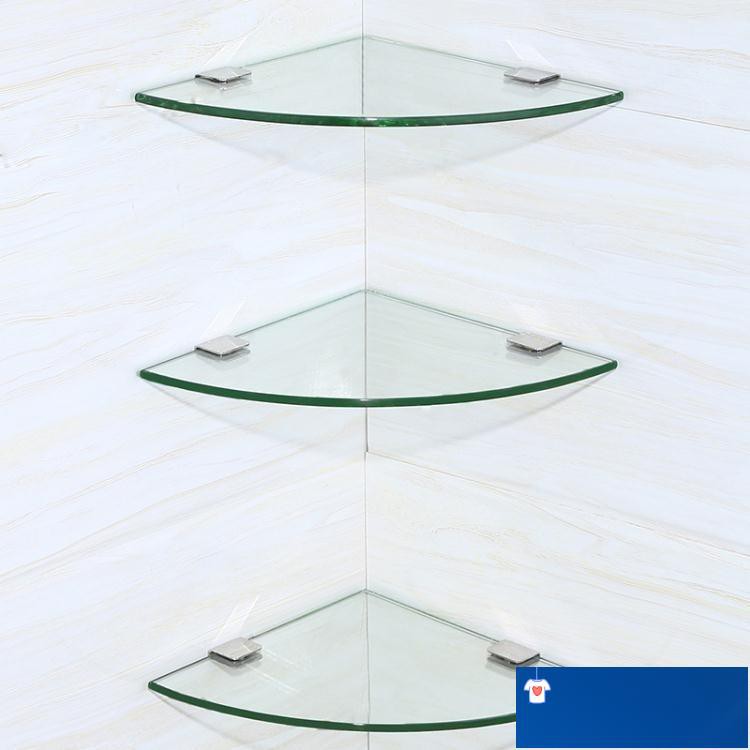 M浴室置物架-衛生間三角壁掛浴室五金掛件玻璃角架衛浴雙層三角形置物架