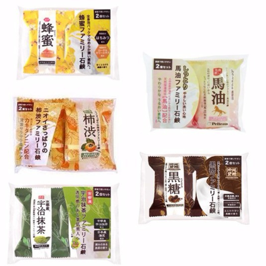 日本 Pelican 馬油 / 蜂蜜 / 黑糖 / 抹茶 / 柿子 保濕香皂 洗顏皂 香皂 (80g*2入)