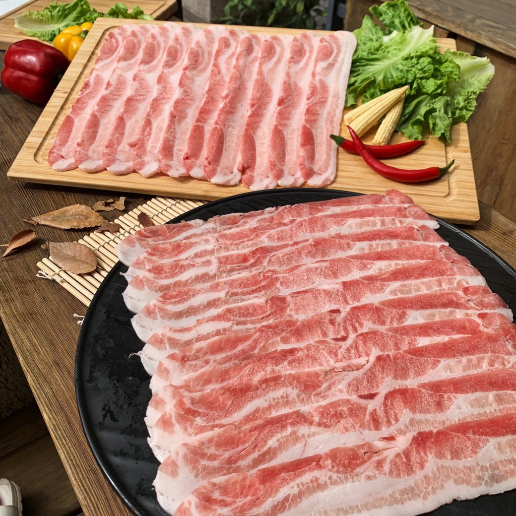 【肉苑食品】台灣豬五花火鍋燒烤肉片 300克/盒 真空包裝 露營 烤肉