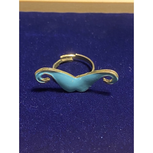 湖水藍琺瑯鬍子造形金色可調式戒指