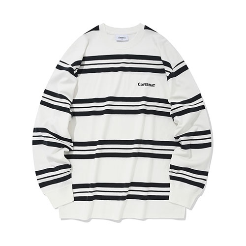 [COVERNAT]  Big Stripe 長袖上衣(白色) [F9]