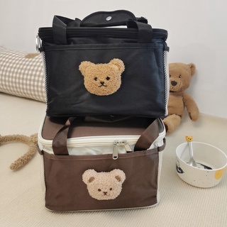熱銷款🔥A147 韓國 ins 小熊保溫袋 保冰袋 便當袋 手提袋 手提包 包包 野餐 露營 小熊 熊熊 黑色 咖啡色